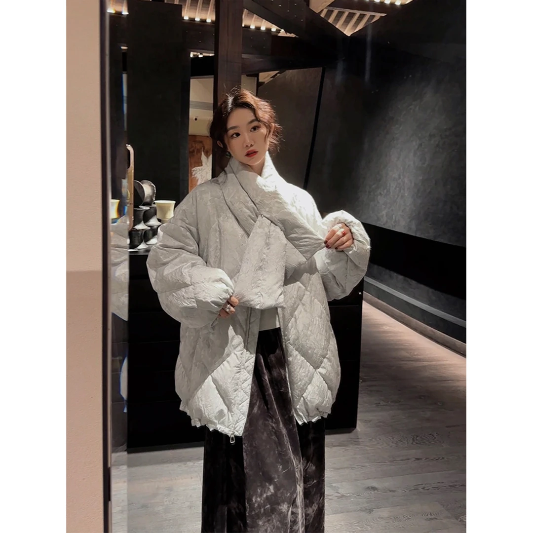 【云C专属】三吉黑花【花间令】女款冬季2024新款百搭圆领泡泡羽绒服