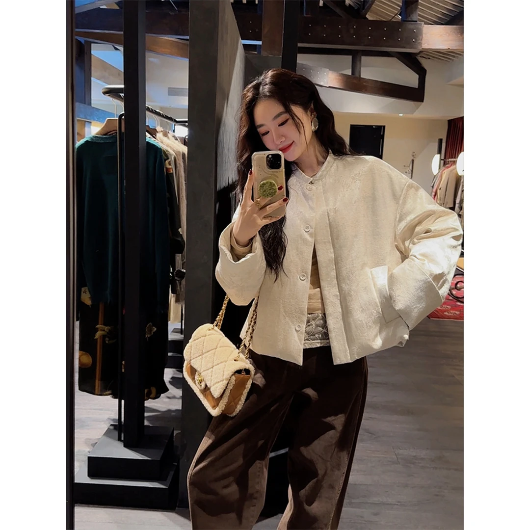 【云C专属】三吉黑花 【冬眠】女款2024新款设计款新中式薄款小羽绒服