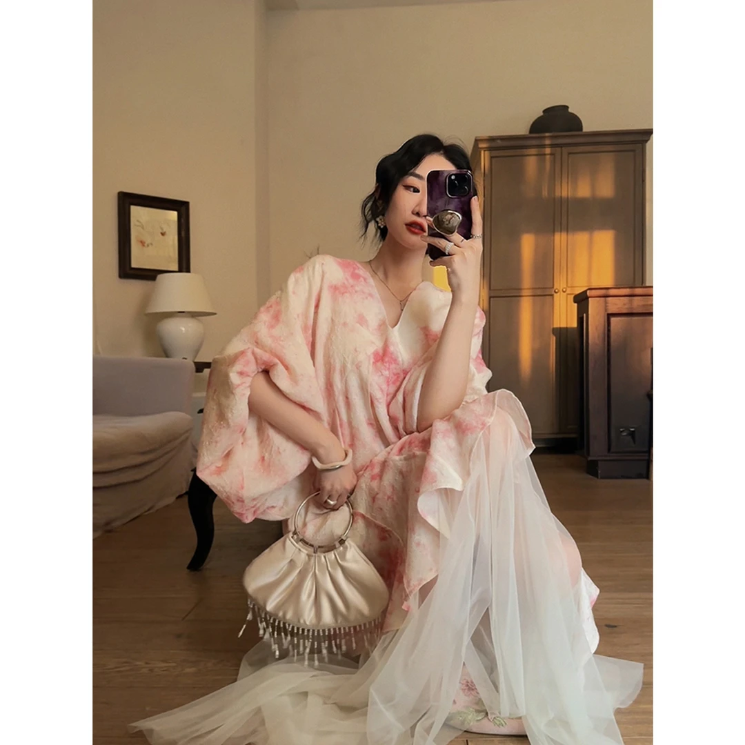 三吉黑花【青欢渡】新中式连衣裙子女春季2024新款今年流行高端