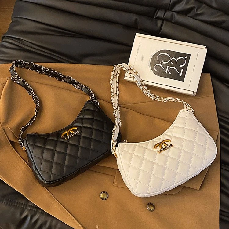 高级质感菱格小包包女2024秋冬新款小方包复古洋气链条单肩腋下包