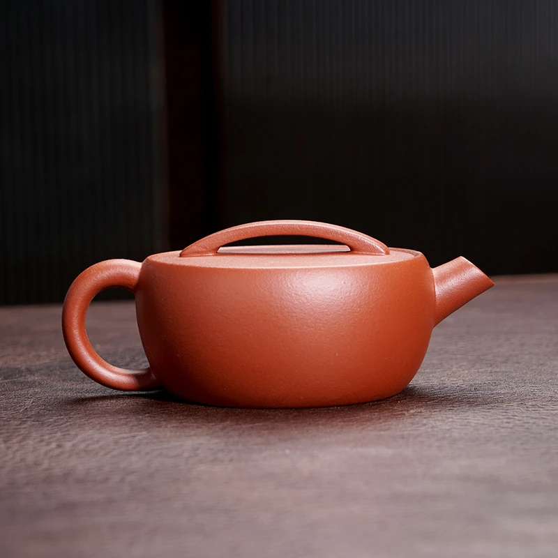 宜兴紫砂壶原矿大红袍名家手工卡盖一片瓦大口泡茶壶小容量120cc