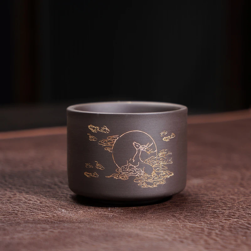 YK2574-ZS紫砂扳指杯 （鹿）