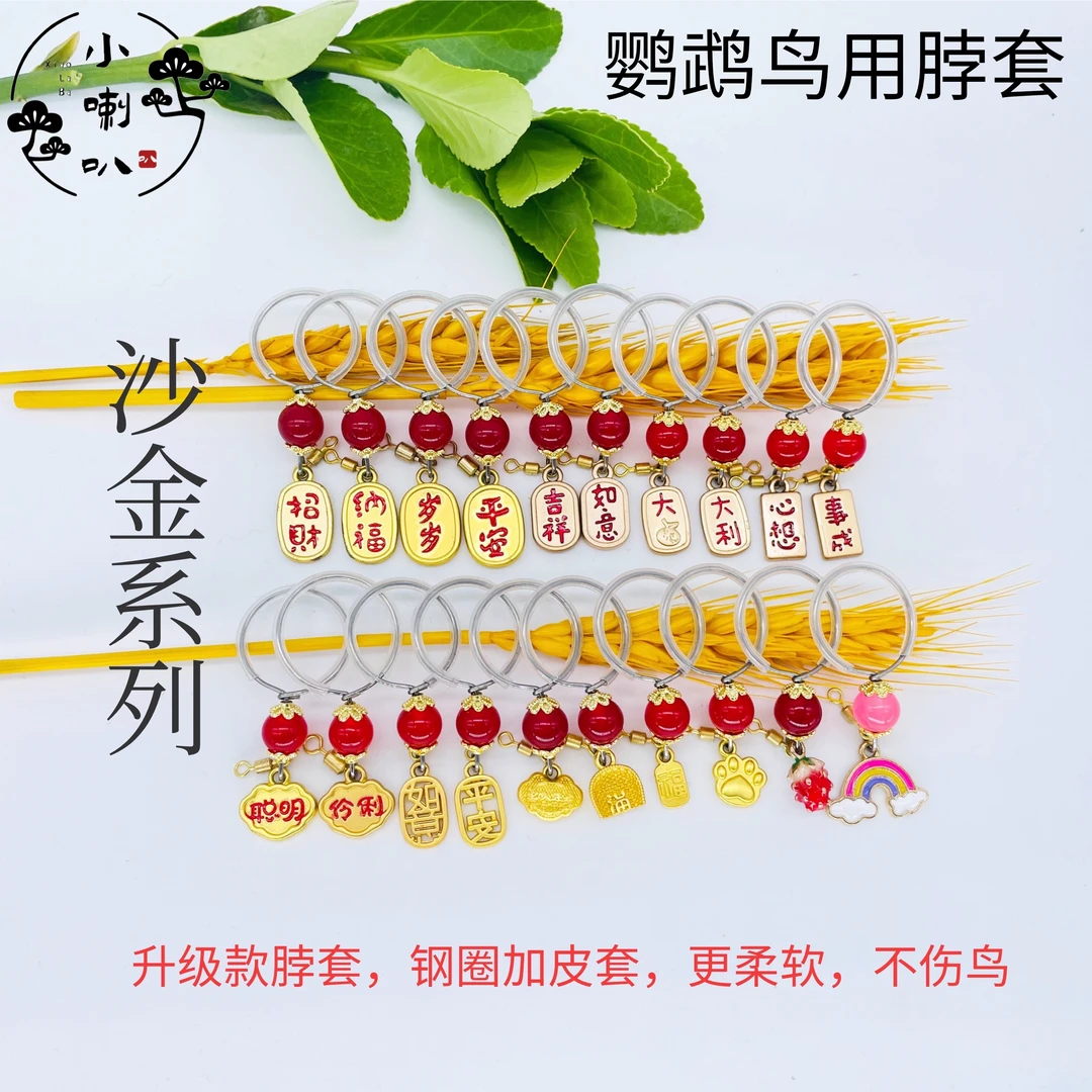 牡丹玄凤脖套外出遛鸟不锈钢脖圈链子训鸟项圈鹦鹉脚链脚环