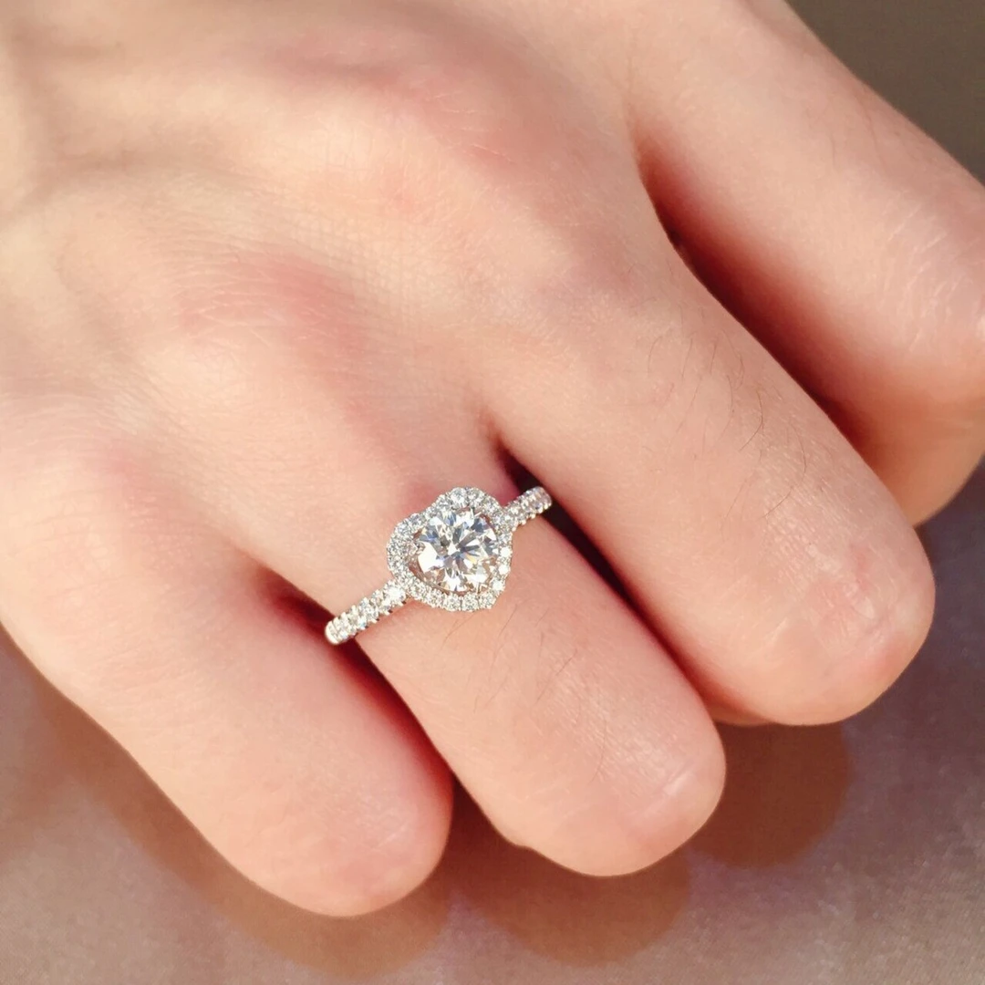 925银莫桑石戒指 【一心一意】1-2克拉/莫桑石925银女戒求婚送女友