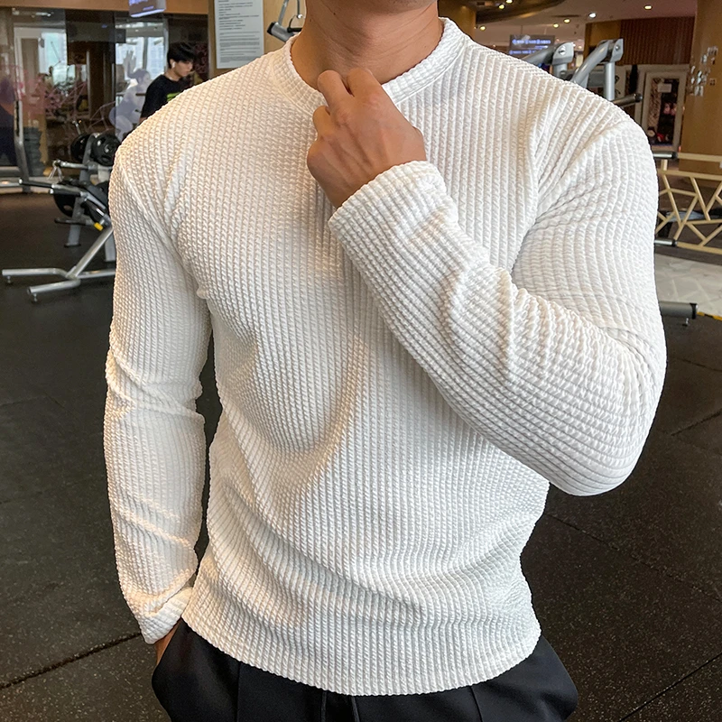 春夏健身衣服男潮流休闲运动长袖宽松透气跑步训练套头上衣百搭