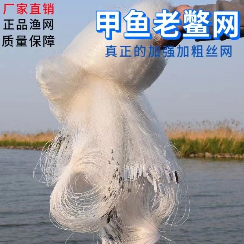 新款加粗丝单层渔网沉网1米2米3米高丝网粘网大鱼捕鱼网挂网沾网