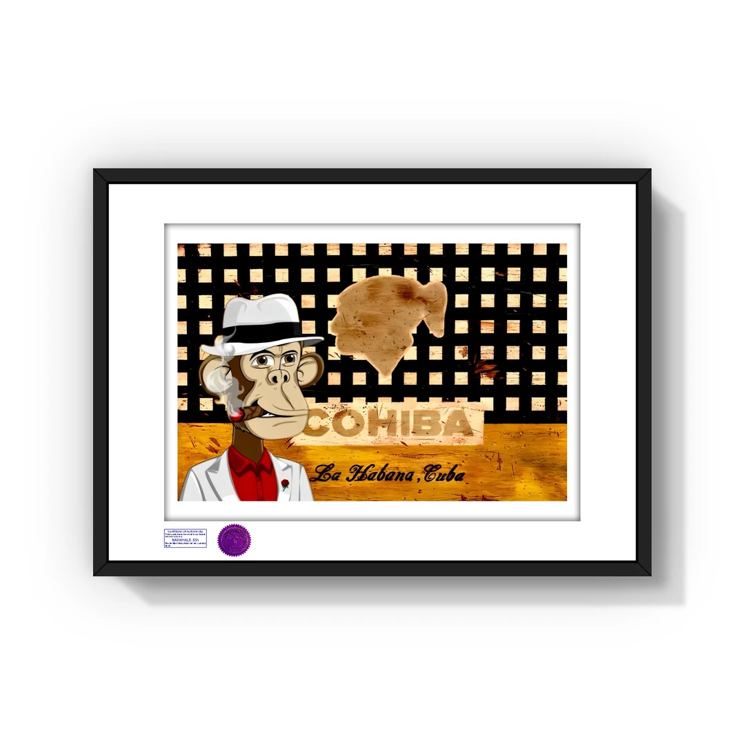 S5h正品限量潮流艺术版画雪茄吧会客厅装饰画 高希霸无聊猿
