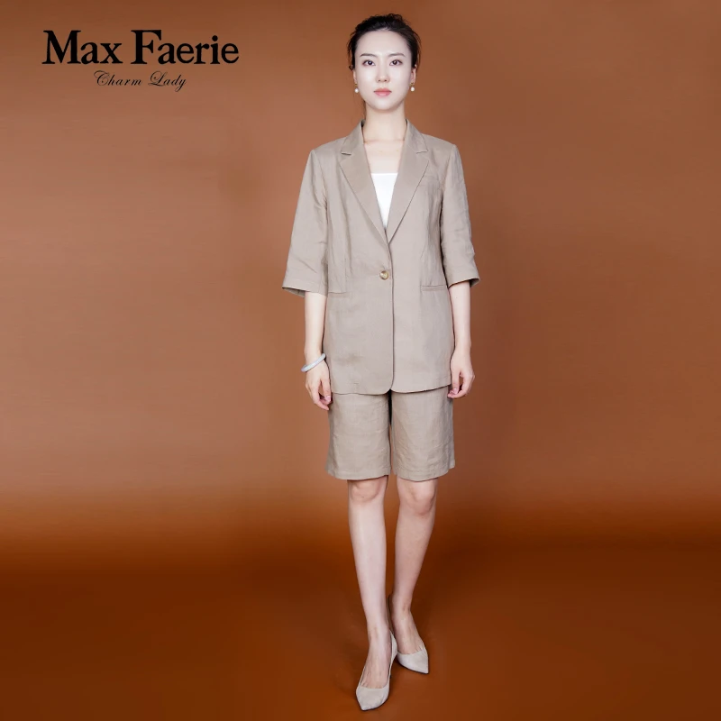 MH2A062【麦克斯菲瑞】夏季通勤休闲时尚气质职业亚麻西服西装