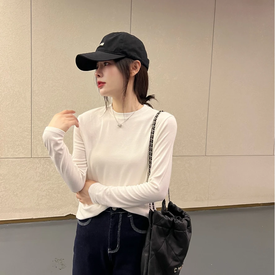 宿慕SUMU 女款T恤 8-9 秋季2024新款时尚百搭休闲简约打底衫9093