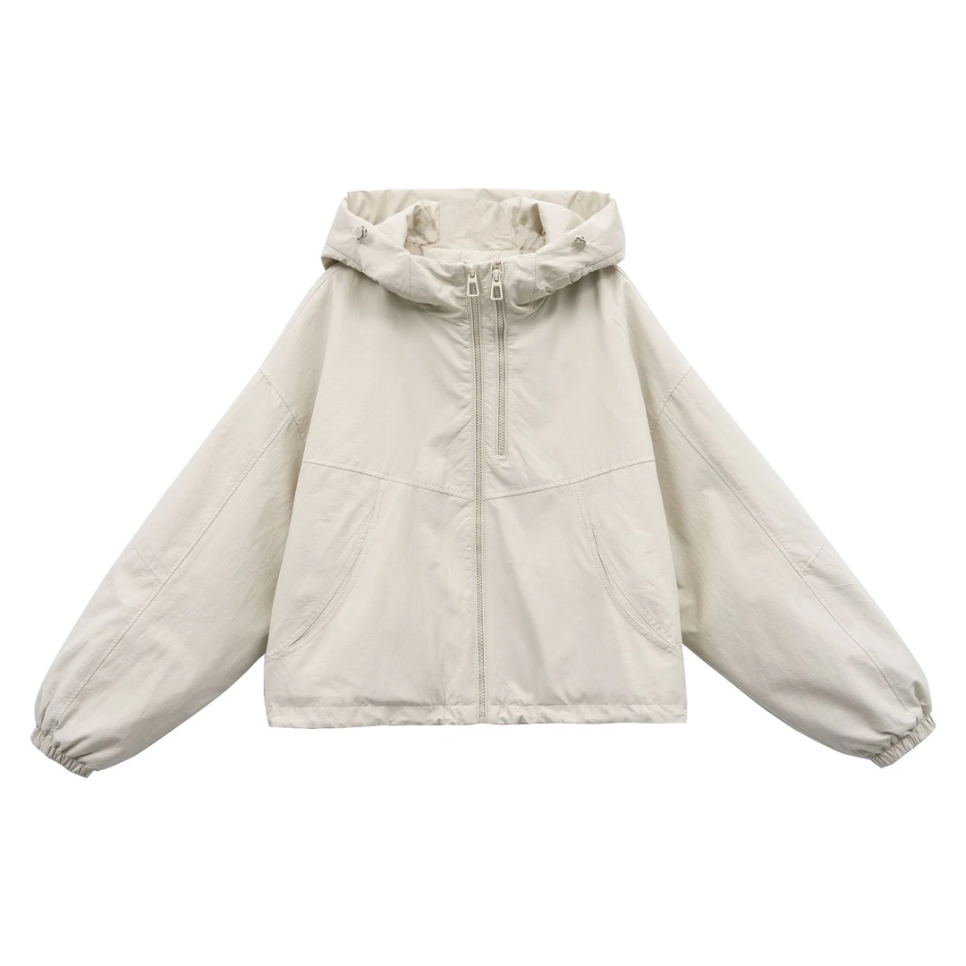 R03 2024秋冬女款夹棉外套时尚百搭加厚连帽韩版休闲外套