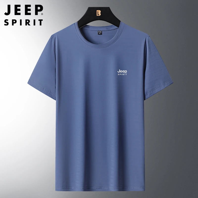 JEEP SPIRIT男士夏季透气圆领宽松休闲短袖户外薄款冰丝速干T恤