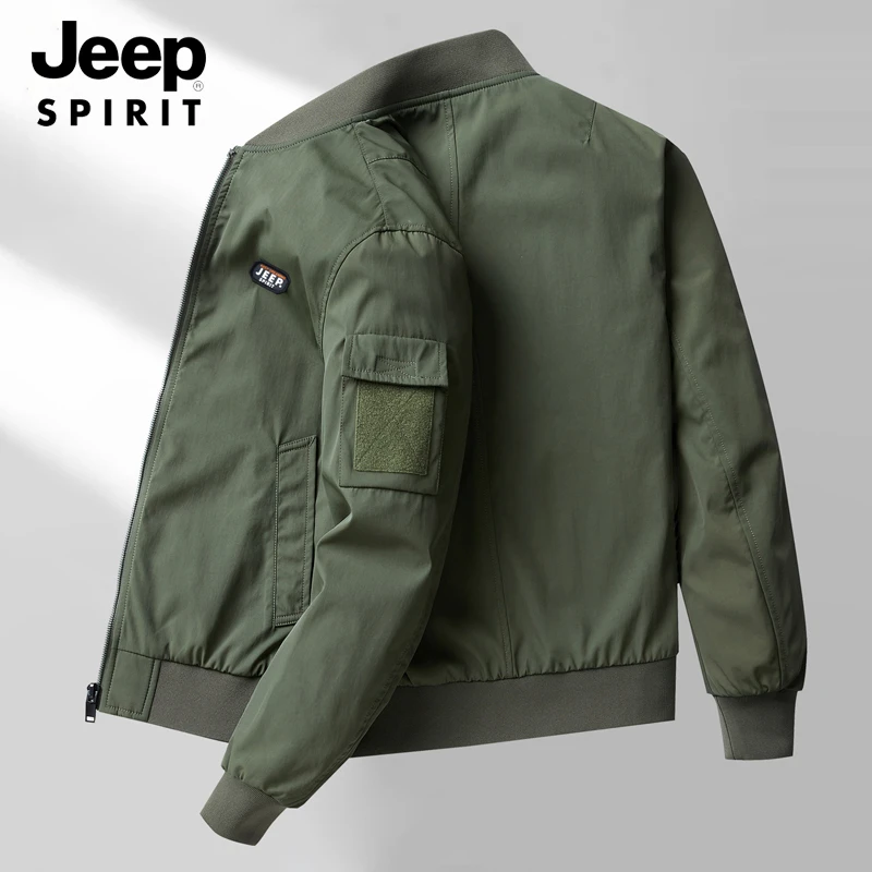 JEEP SPIRIT潮流工装多口袋夹克外套男士春秋季休闲飞行员棒球服
