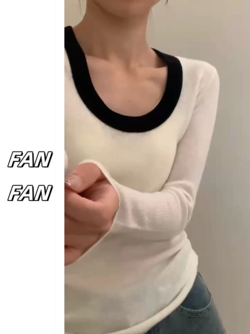 FANFAN 秋冬高密度软糯亲肤百搭气质u领打底衫针织衫