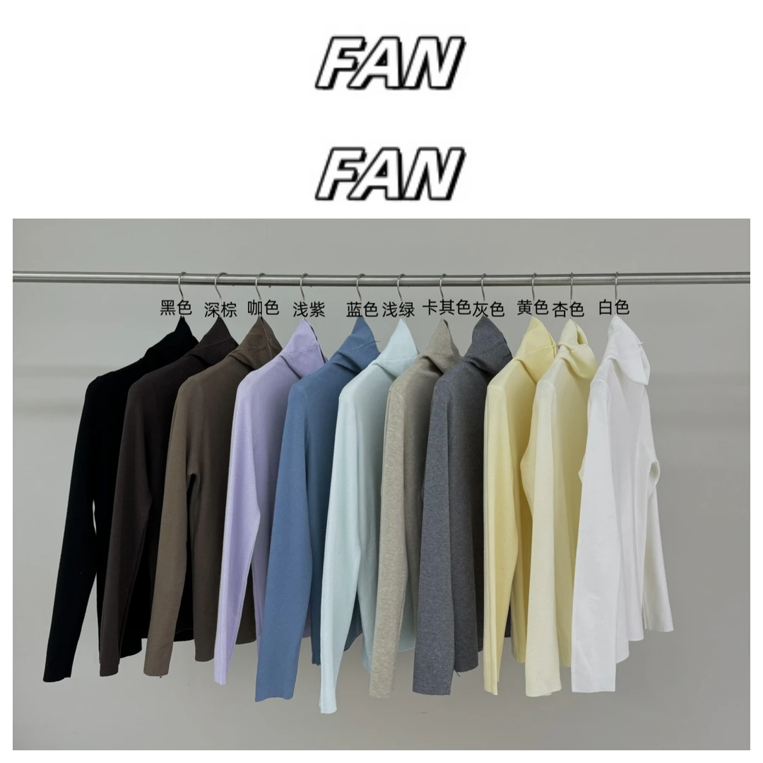 FANFAN 糖果色系 高领针织衫弹力打底衫