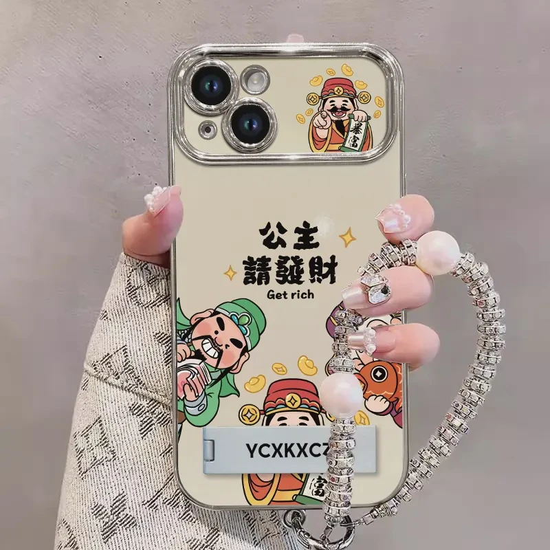 公主请發財苹果15pro电镀大视窗手机壳13/14pro国潮iphone12流行
