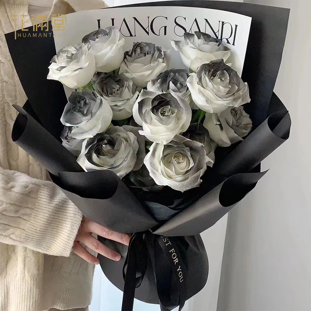 送男生♥【黑骑士】11朵喷色黑玫瑰鲜花束送男友送男生表白约会高级感花束同城花店小时达配送