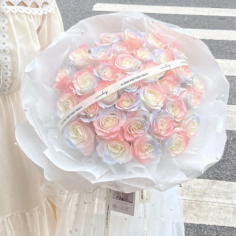 【烟火年年】33朵人鱼姬玫瑰花欧若拉七彩玫瑰花小众高端鲜花束送女同学鲜花附近外卖花店上门小时达