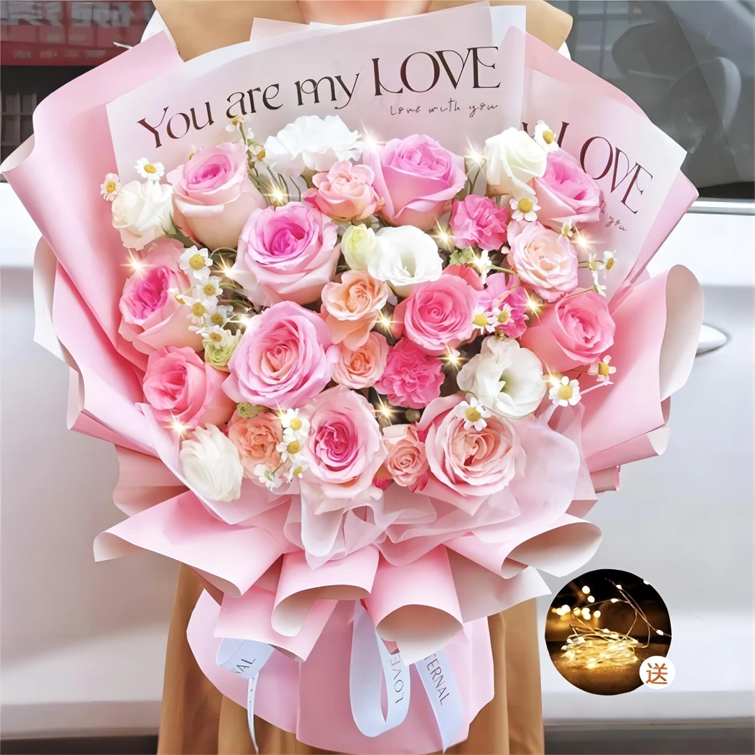 送女生的花♥【莎士比亚的花园】11朵粉玫瑰鲜花束送女朋生送爱人惊喜礼物花束团购小时达花店同城配送