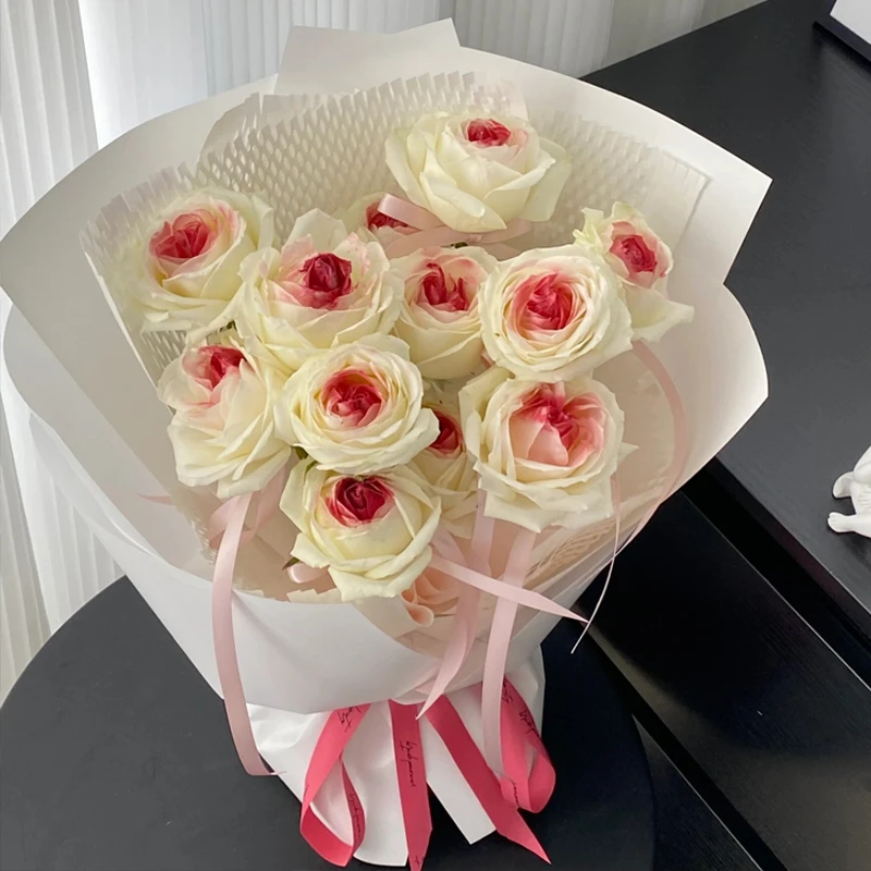 【白桃乌龙】12朵白桃乌龙玫瑰花鲜花束白玫瑰花束送闺蜜生日礼物生日鲜花高级感简约小众花束鲜花小时达