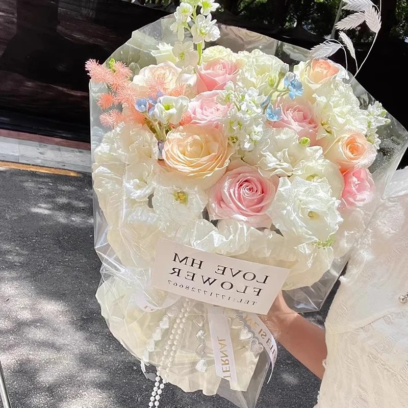 【春日樱花】11朵玫瑰花小香风花束奶油风高级氛围感花束打卡拍照鲜花小清新花束鲜花附近小时达外卖