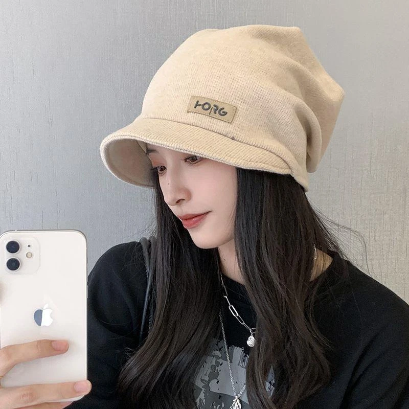 帽子女春秋针织月子帽夏季薄款产后显脸小包头帽防风渔夫帽堆堆帽