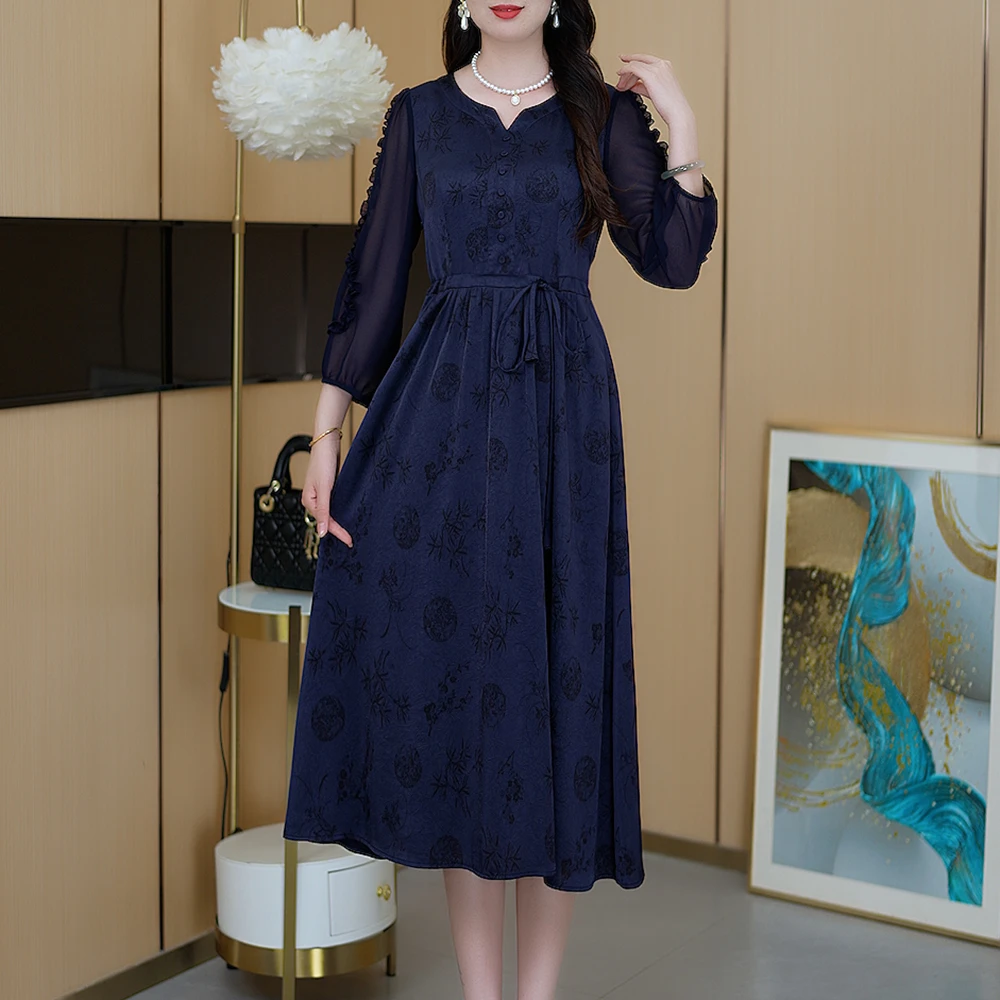 早秋新款优雅气质中长款女装连衣裙S-103