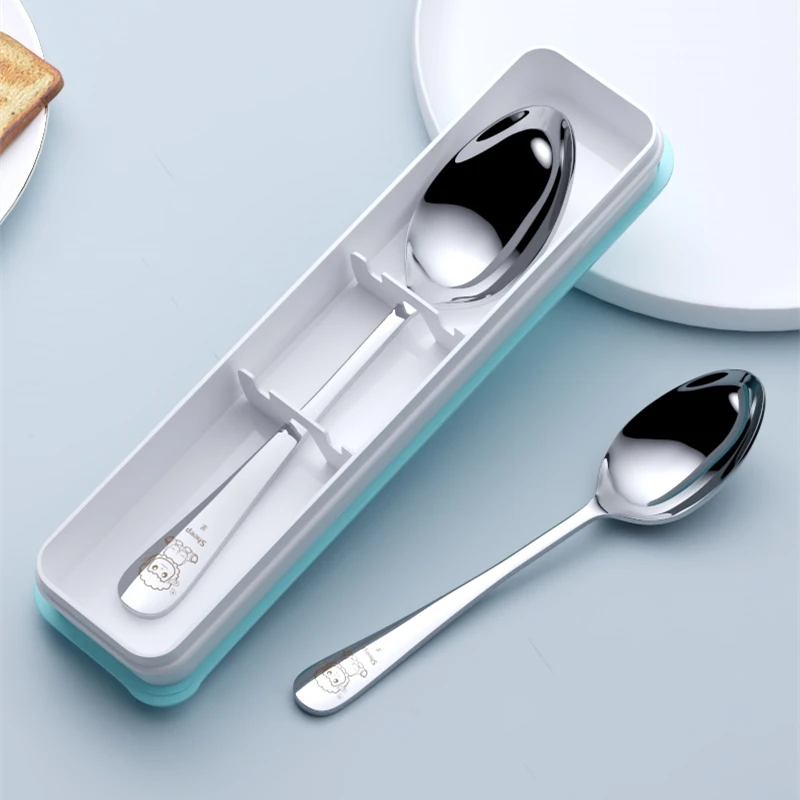 316不锈钢勺子卡通铁汤勺调羹盒家用喂饭创意餐勺学生可爱吃饭勺