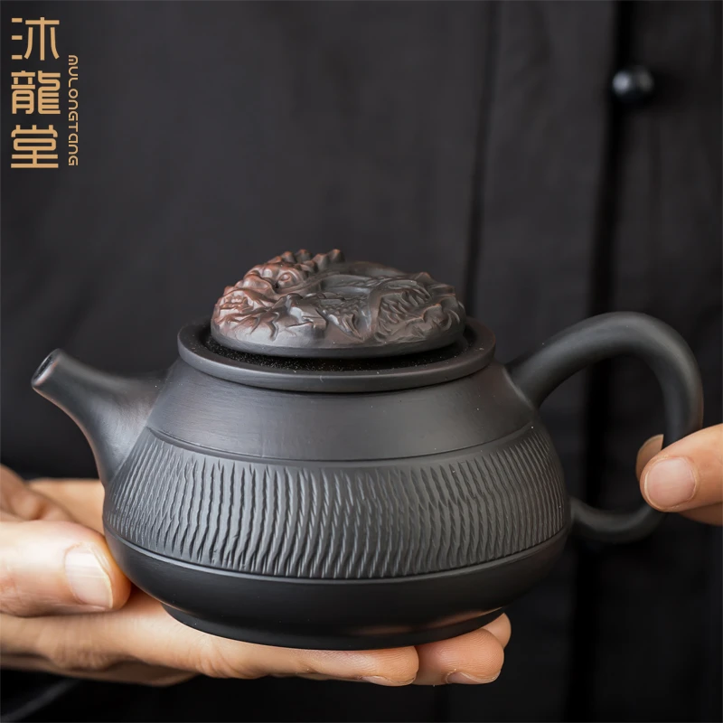 紫陶茶壶小号泡茶壶陶瓷功夫茶具手工复古紫砂单壶高档跳刀仿古壶