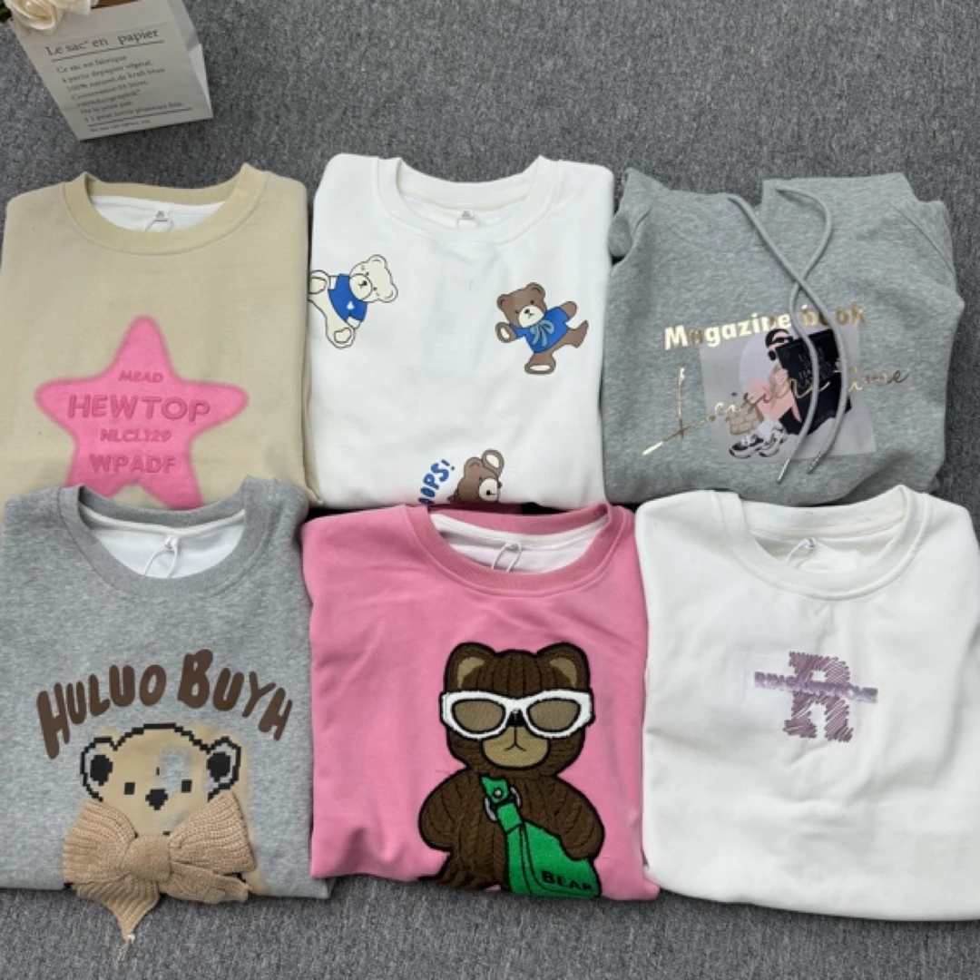 韩版减龄女孩印花宽松休闲百搭长袖套头卫衣女