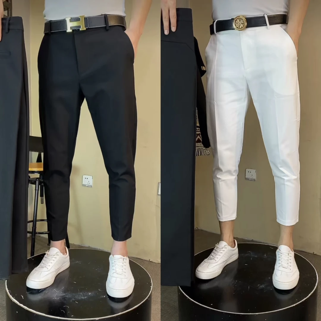8846春季男士休闲西裤时尚百搭微弹力小脚裤直筒帅气潮流九分裤男