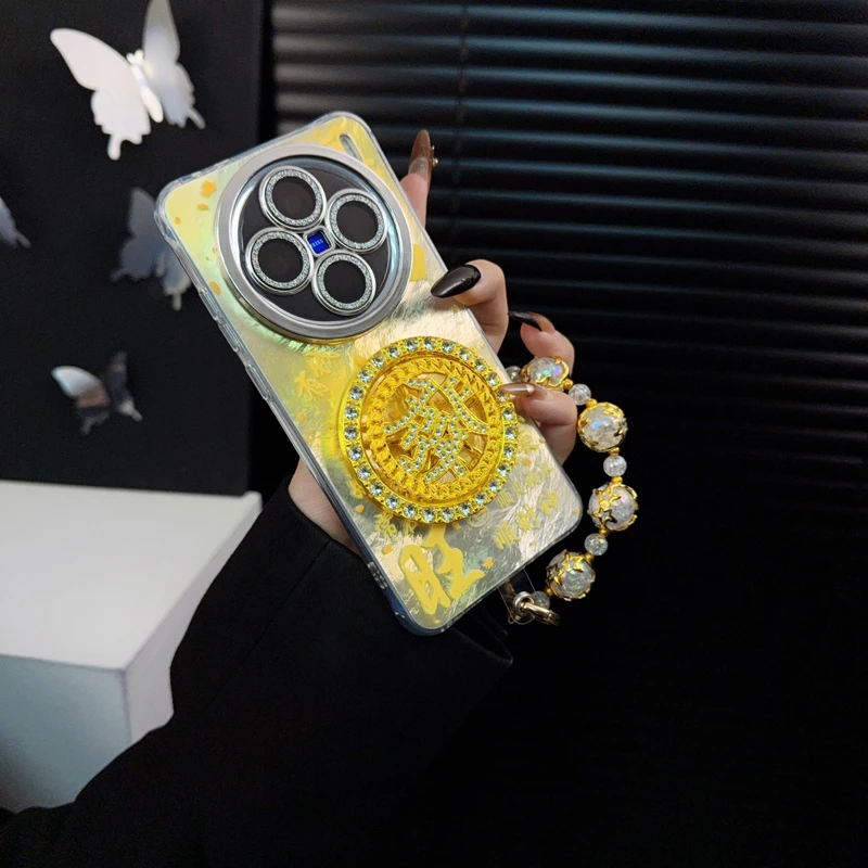 适用vivox200手机壳新款x200pro套x200pmini锡纸纹晕染發转盘女款