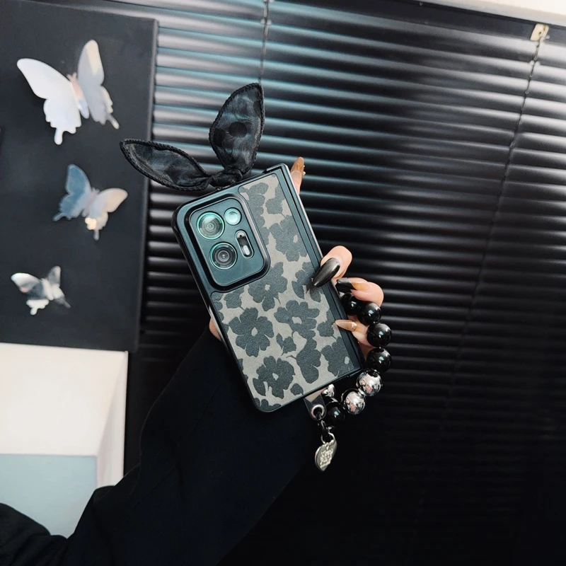 适用oppofindn2手机壳新款findn2套oppo个性花朵ins时尚蝴蝶结女p