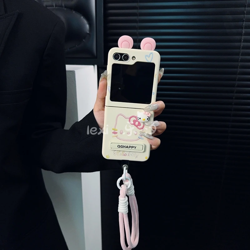 适用三星zflip6手机壳新款galaxy套zflip6涂鸦彩色KT猫咪可爱女款