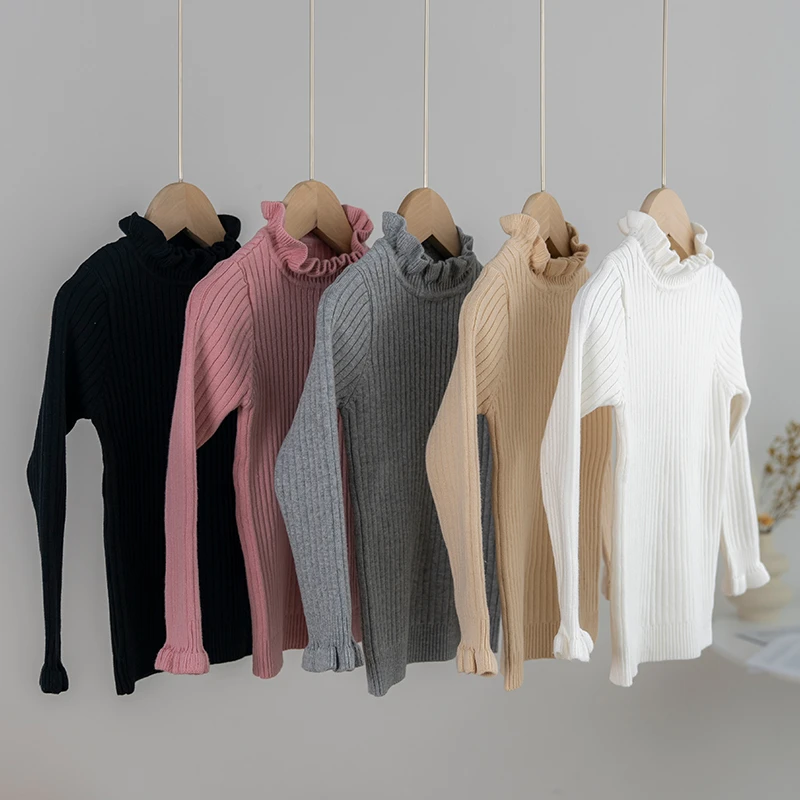 拉波米女宝宝纯棉针织打底衫套头毛衣内搭秋冬款儿童洋气保暖上衣