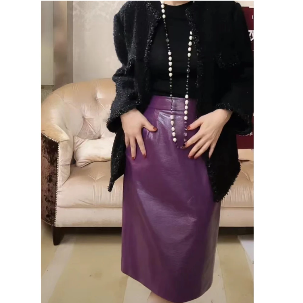 COLLECTION时尚都市摩登、紫色潮感女装ins半身皮裙气质2203039
