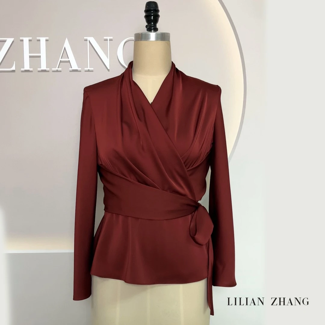 C-定制浪漫邂逅轻奢、法式围裹式衬衫气质收腰款 2302008