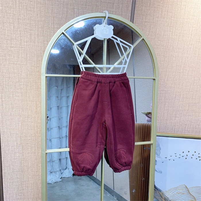 AF120   宝宝枣红色厚裤子  加绒