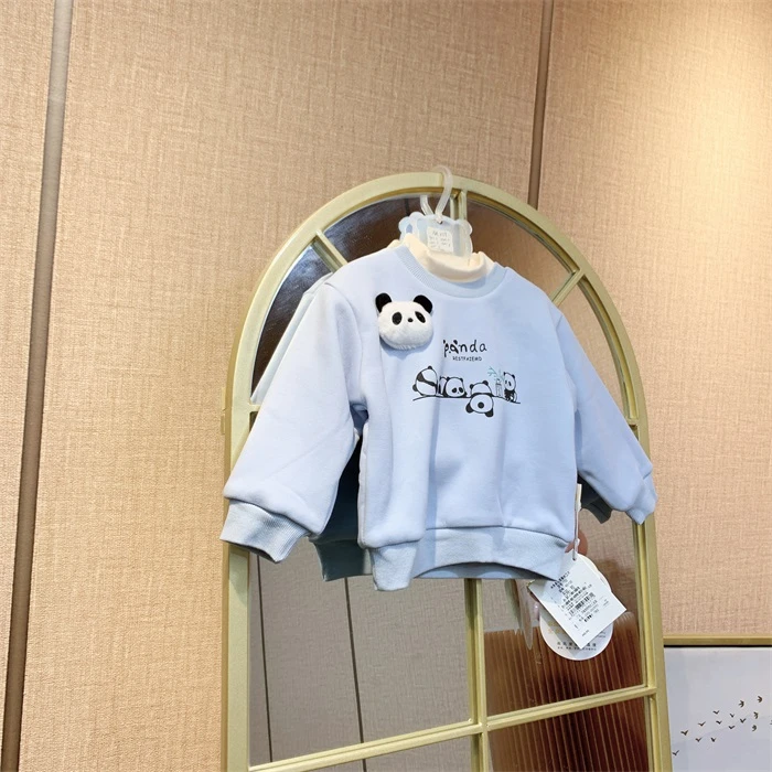 AA059   宝宝蓝色卡通夹棉圆领卫衣