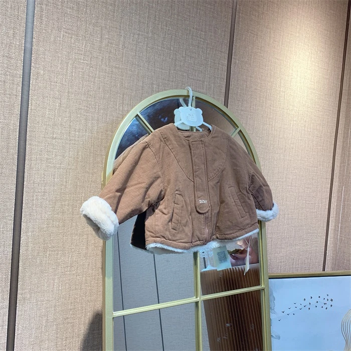 AG190    宝宝棕色加绒厚外套