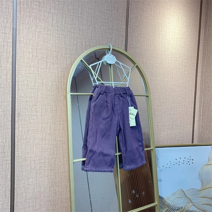 AH093   宝宝紫色加绒厚裤子