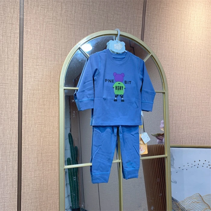 AQ180  宝宝蓝色卡通秋衣套装