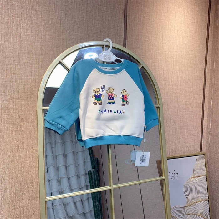 EH512   宝宝蓝色拼接长袖卫衣