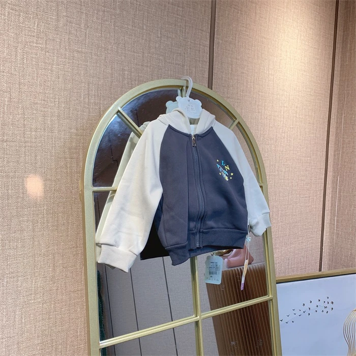 AB131    宝宝灰色拼接开衫上衣外套  加绒