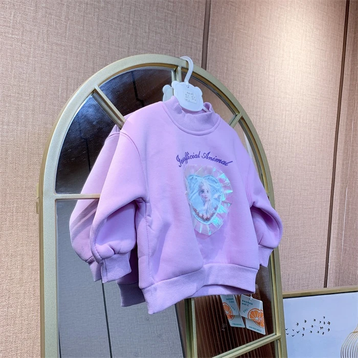 AU069   宝宝紫色加绒圆领卫衣