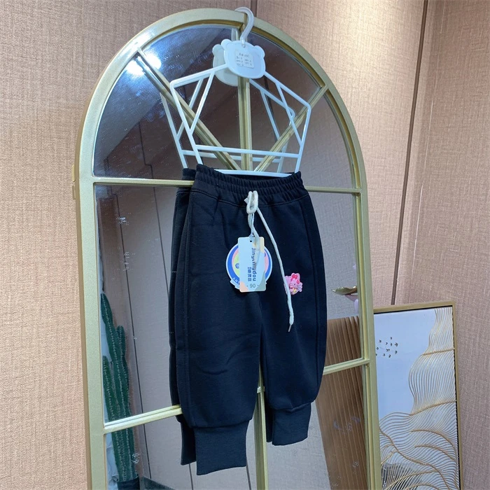 AQ047 宝宝黑色加绒厚裤子