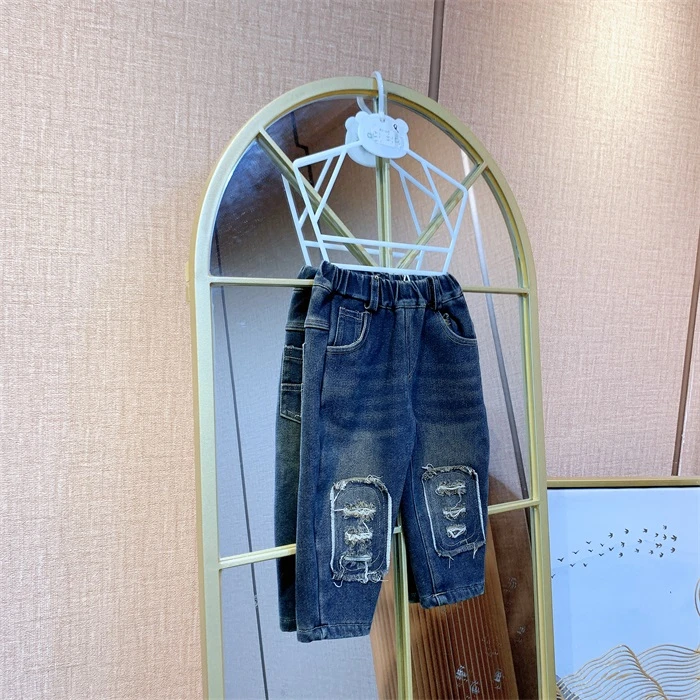 AH049   宝宝深蓝色牛仔裤   加绒