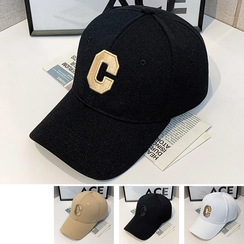 帽子男款冬季男女宽檐鸭舌帽显脸小太阳帽围C标刺绣时尚帽休闲ins