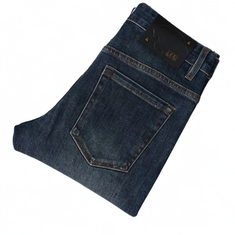 2024秋冬男士轻奢欧货蓝色精品修身百搭时尚潮流牛仔裤