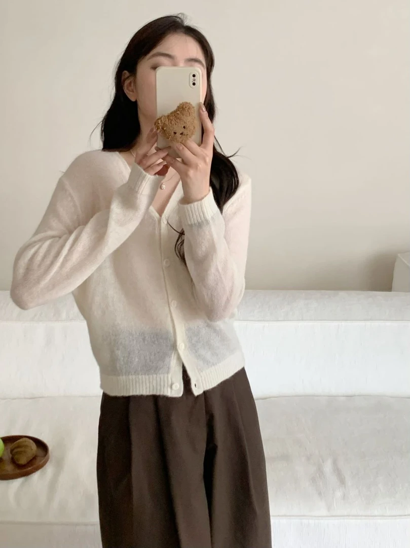 【素简.800193】秋冬混纺羊驼开衫V领显瘦百搭宝藏上新针织衫