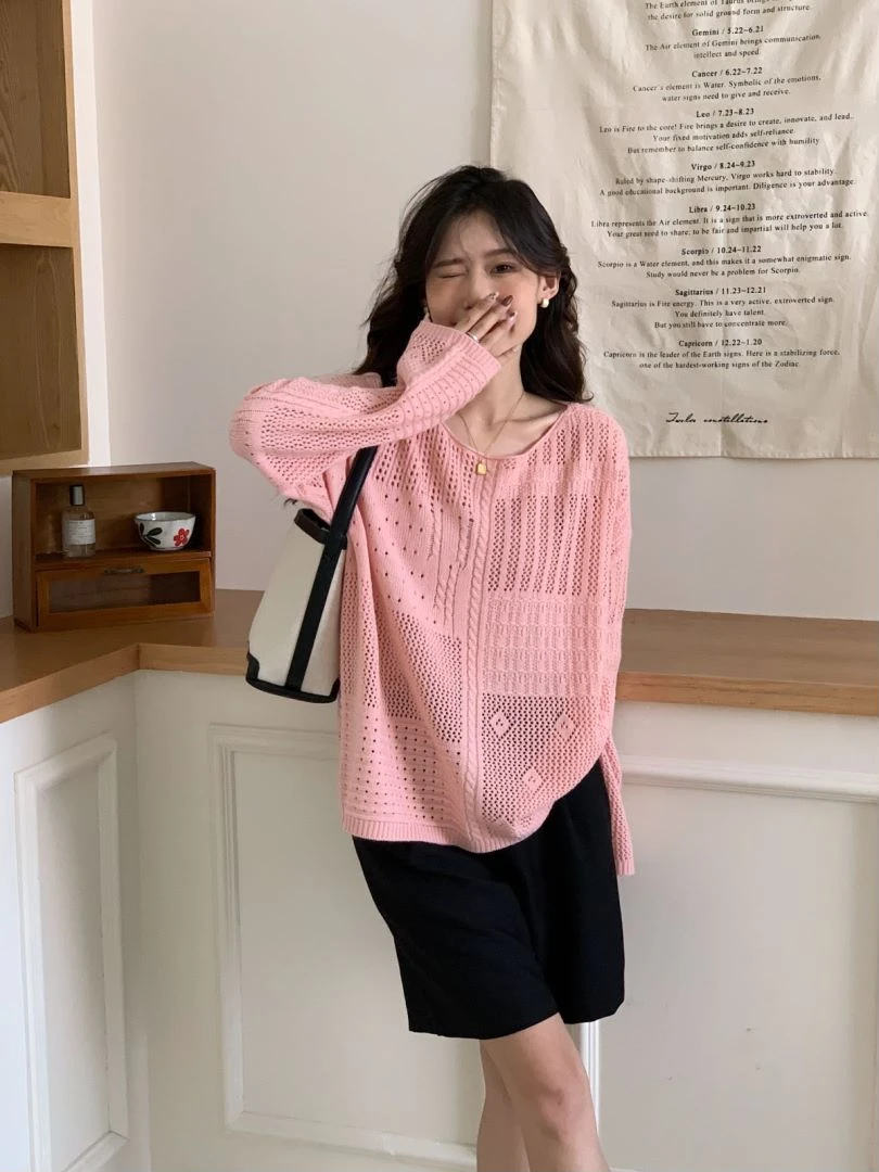 【素简.880106】韩版慵懒风羊毛混纺百搭宽松针织衫（24.10.03福利）